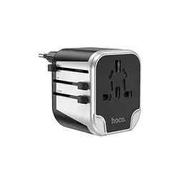 Мережевий фільтр живлення HOCO AC5 1 роз, 2 USB, 1.5м, чорний/сірий (AC5ABG) - мініатюра 3