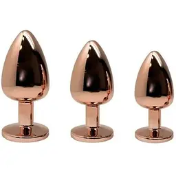 Металева анальна пробка Wooomy Tralalo Rose Gold Metal Plug Magenta M - мініатюра 3