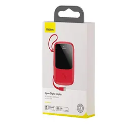 Портативна батарея Powerbank Baseus Q pow Digital Display 10000 mAh With IP Cable PPQD-B09 Red - мініатюра 2