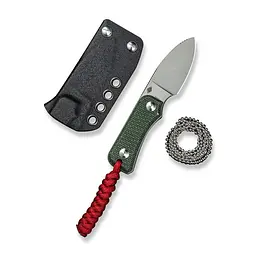 Ніж фіксований кишеньковий Civivi Baby Banter, (6.1 см) Nitro-V / Micarta темно-зелений з чохлом - мініатюра 2
