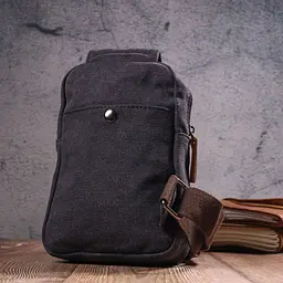 Чоловіча невелика сумка через плече із щільного текстилю 21229 Vintage чорна - мініатюра 8