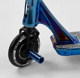 Самокат трюковий 44374 Best Scooter HIC-система, ПЕГІ, алюмінієвий диск та дека, колеса 120мм PU, ширина керма - 57 см, в коробці (6900083003797) - мініатюра 6