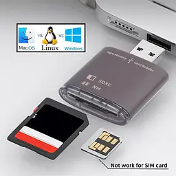 Кардрідер USB 3.0 для карт NM та SD, подвійний слот, швидкість до 5 Гбіт/с - мініатюра 8