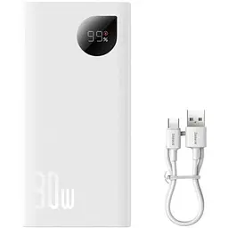 Портативна батарея Baseus Adaman 2 Digital Display Fast Charge Power Bank 20000 mAh 30W PPAD050002 White - мініатюра 3