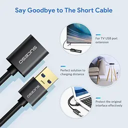 Подовжувальний кабель SUCESO USB 3.0 2M USB 3.0 Тип A Чоловічий та Жіночий 5 Гбіт/с Синхронізація даних USB Подовжувач Шнур - мініатюра 3
