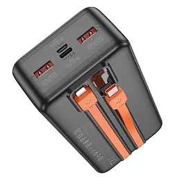 Акумулятор зовнішній Hoco J119B Sharp з 2 кабелями Type-C і Lightning (30000mAh) чорний - мініатюра 4