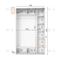 Шафа-купе Idea серія 1 150 x 60 x 240 см Білий - мініатюра 2