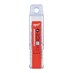 Свердло по металу THUNDERWEB HSS-G MILWAUKEE DIN338, діаметр 3,3х65х36мм, (10шт), пластикова коробка