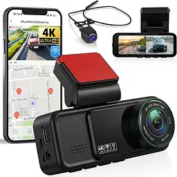 Автомобільний відеореєстратор SIXWIN 4K+2K з GPS, Wi-Fi та ADAS - мініатюра 1