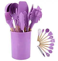 Набір кухонного приладдя Silicone kitchen utensils set 12 предметів Фіолетовий - мініатюра 4