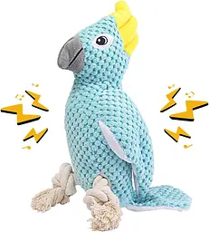 М'яка іграшка для собак Fuzzy - Bird Dog Squeaky Toy з мотузками і пищалкою, бірюзова