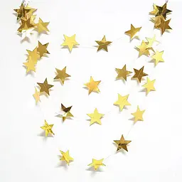 Гірлянда із зірочками глянцева 4 м х 10 см, золотистий - мініатюра 8