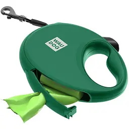 Повідець-рулетка для собак Waudog R-leash з контейнером для пакетів, світловідбивна стрічка, L, до 40 кг, 5 м, зелений - мініатюра 4