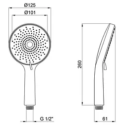 Лійка для ручного душу Lidz Niagara 32 120 мм, Graphite округла LDNIA32GRP48536 - мініатюра 3