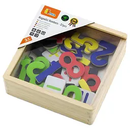 Набір магнітних цифр та знаків Viga Toys 50325 різнокольорові дерев'яні елементи на магнітах 37 шт - мініатюра 3