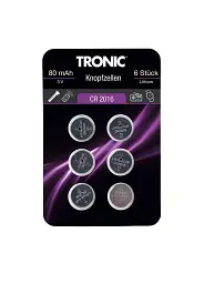 Батарейка таблетка 6 шт CR 2016 TRONIC металик