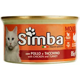 Вологий корм для котів Simba Cat Wet мус із куркою та індичкою 85 г