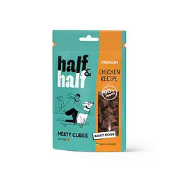 Ласощі для собак Half&Half у формі м'ясних кубиків з куркою, 100 г