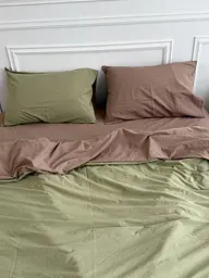 Постільна білизна двоспальне Dushka Home Варена бавовна преміум 21673 180х215 см кориця з фісташковим - мініатюра 4