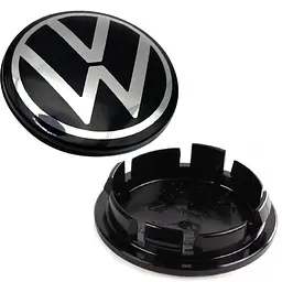 Ковпачки на литі диски Volkswagen 56/52 мм Нового зразка Чорні 1 шт (6CD601171)