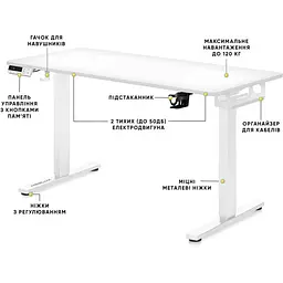 Стіл Mealux PowerDesk Duo White (EVO-242 Duo W/W) - мініатюра 3