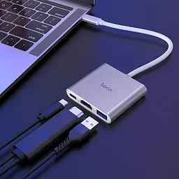 Перехідник-штекер Type-C 3.1 — гнізда Type C 3.1 + HDMI + USB 3.0 HB14 - мініатюра 2