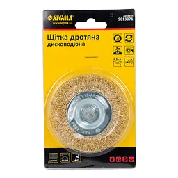 Щітка дротяна дископодібна Sigma Ø75мм хвостовик Ø6мм (латунірованна) (9013071) - мініатюра 2