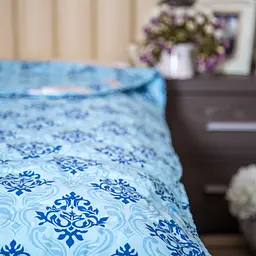 Ковдра Ecotton двоспальна 172х205 см антиалергенна стьобана з бязі блакитне 40-0606 blue (3872) - мініатюра 2
