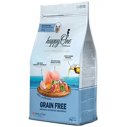 Сухой корм для стерилизованных кошек happyOne Mediterraneum Sterilized Cat Fresh Meat со свежим мясом беззерновой 2 кг