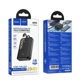 Портативна батарея Powerbank Hoco Q37A Graceful 22.5W+PD20W with two cables 20000mAh Black - мініатюра 2