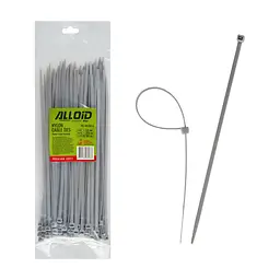 Стяжка Alloid 4.8х250мм, пластик, 100шт./уп., сірий (PC-48250G)
