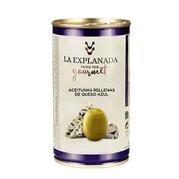 Оливки La Explanada Gourmet зелені з сиром із блакитною пліснявою в розсолі 350г