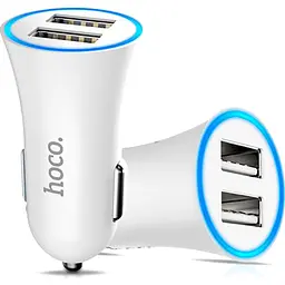 Автомобільний зарядний пристрій Hoco UC204 Car Charger 2USB 2.4A (White) [69324]