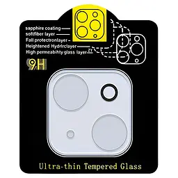 Захисне скло на камеру Full Block (тех.пак) для Apple iPhone 13 mini (5.4) / 13 (6.1) Прозорий