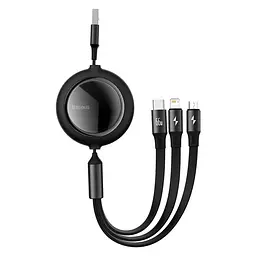 Кабель Baseus Bright Mirror 2 Series Retractable 3-in-1 Fast Charging Data Cable USB to M+L+C 66W 1.1m Чорний