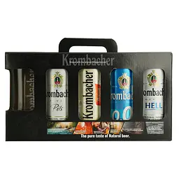 Уцінка. Набiр: пиво Krombacher Pils 0.5 л + Krombacher Weizen 0.5 л + Krombacher Hell 0.5 л + Krombacher Pils б/а 0.5 л + келих 0.4 л  - мініатюра 5