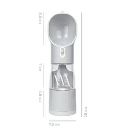 Пляшка-поїлка для тварин Semi Pets Feeder 255 мл + 200 мл 2 відділення, White з пакетами та лопаткою - мініатюра 6