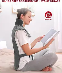 Comfytemp електрична грілка для спини, шиї та плечей XXL 22×33", з обтяженням, авто-вимкнення, сіра - мініатюра 2