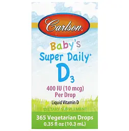 Вітамін D3 для дітей Carlson Baby's Super Daily D3 400 МЕ 10,3 мл