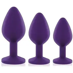Набір анальних пробок із кристалом Rianne S: Booty Plug Set Purple діаметр 2.7 см 3.5 см 4.1 см - мініатюра 4