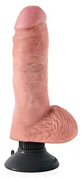 Вібратор King Cock Vibrating Cock With Balls 20.3 см (тілесний) - мініатюра 7