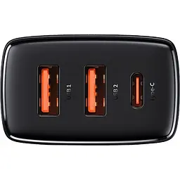 Зарядний пристрій Baseus Compact Quick Charger 2USB+USB-C 30W EU Black - мініатюра 3