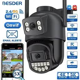 Вулична WiFi IPкамера Besder A20H  10Мп 2 незалежних об'єктиви чорна 