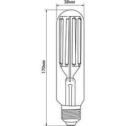 LED лампа VIDEX Filament T38F 24W E27 5000K (VL-T38F-24275) - мініатюра 3