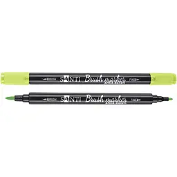 Маркер акварельний Santi Brush Marker SWB-24 салатовий двосторонній 6 шт. (391080)