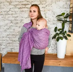 Жакардовий слінг з кільцями для малюків 0 - 36 місяців Coolbabka Lily Бузковий