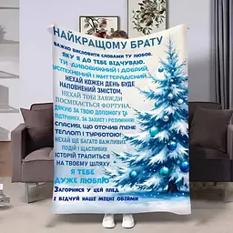 Плед плюшевий 3D з побажаннями для брата Братові Новорічні спогади 160х200 см