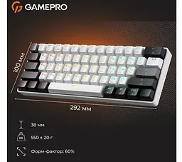 Механічна ігрова клавіатура GamePro GPMK-130BW USB Red Outemu Switches Hot-Swap Black-White - мініатюра 13