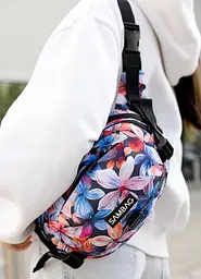 Сумка через плече жіноча бананка Sambag Flex Pro принт "Flowers" 30 × 17 × 15 см (85451153) - мініатюра 6