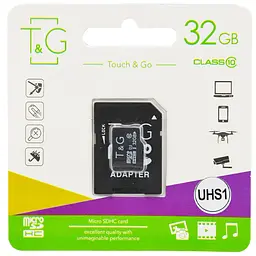 Карта пам'яті (UHS-1) microSDHC Class 10 - 32GB (з адаптером) Чорний T&G teh0029797